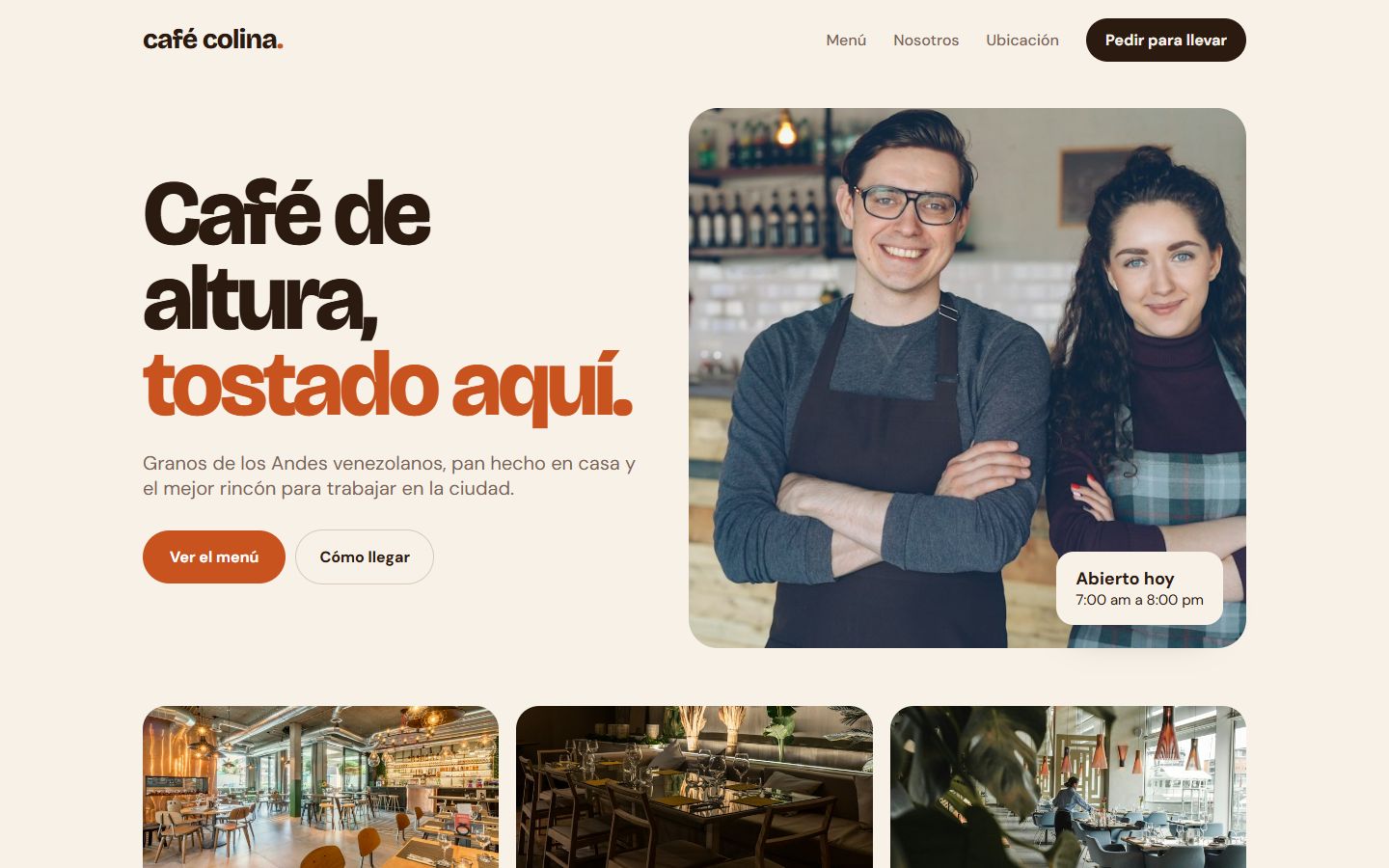 Modelo de web para cafetería