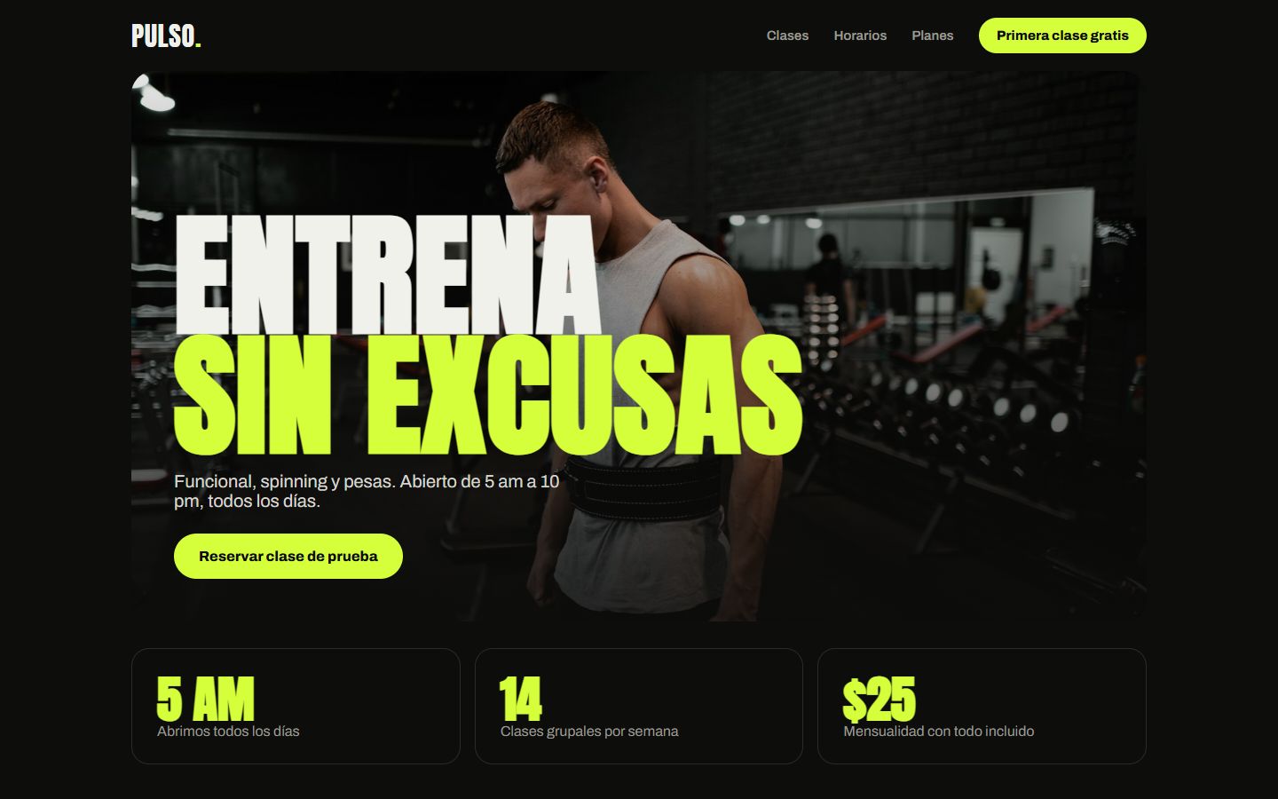 Modelo de web para gimnasio