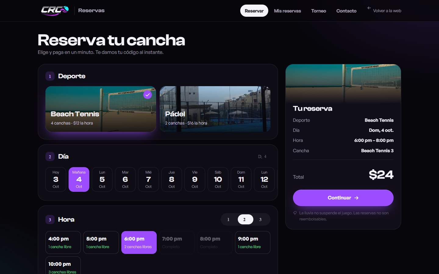App de reservas